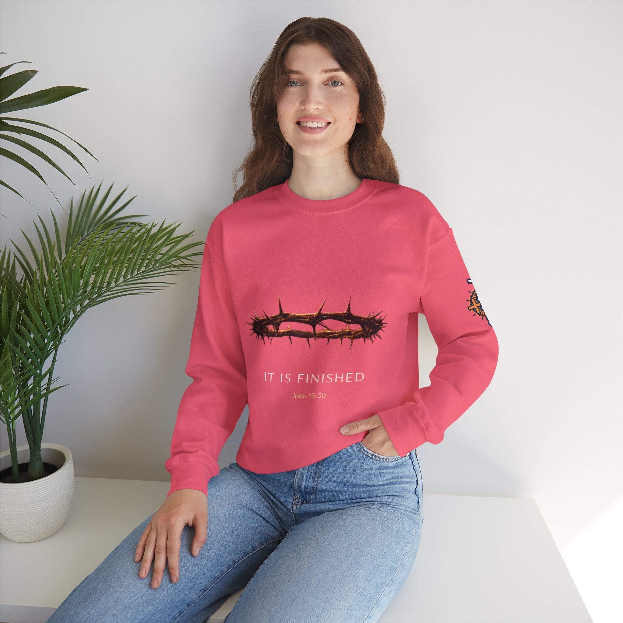 It Is Finished Crown of Thorns Sweatshirt — Christian John 19:30 Faith Sweatshirt Printify