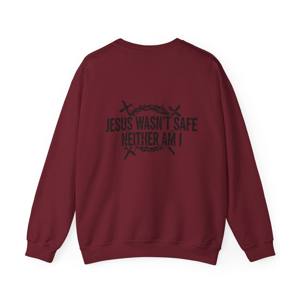 ⚡ Jesus Wasn’t Safe – Neither Am I | Bold Christian Sweatshirt | Storm-Walking Faith Tee | Minimalist Black & White Design | Uplifted Gear Printify