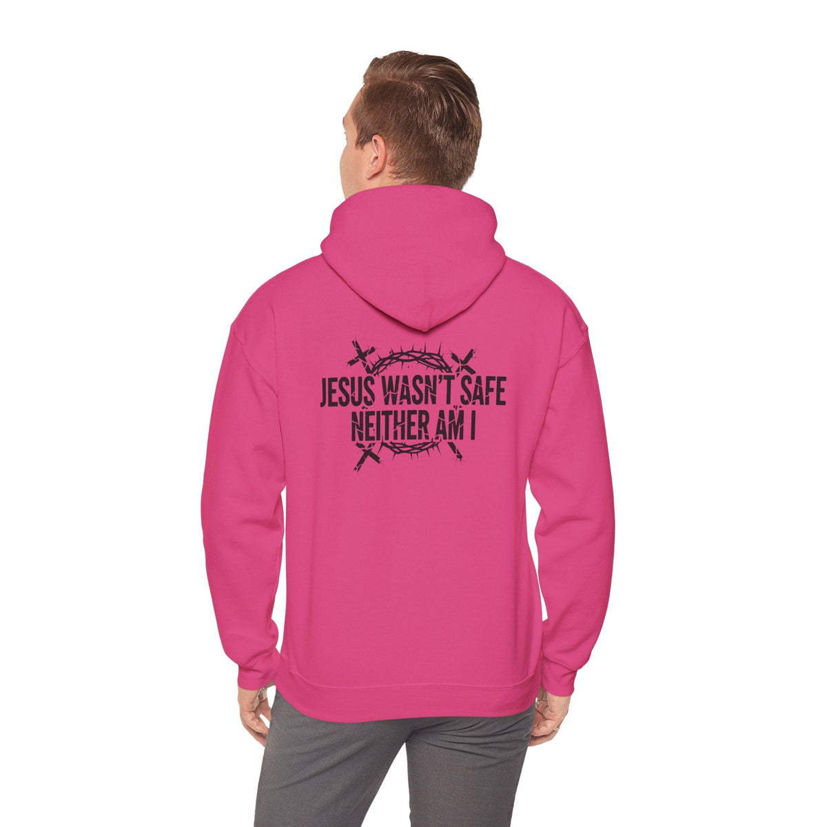 ⚡ Jesus Wasn’t Safe – Neither Am I | Bold Christian Hoodie | Storm-Walking Faith Tee | Minimalist Black & White Design | Uplifted Gear Printify
