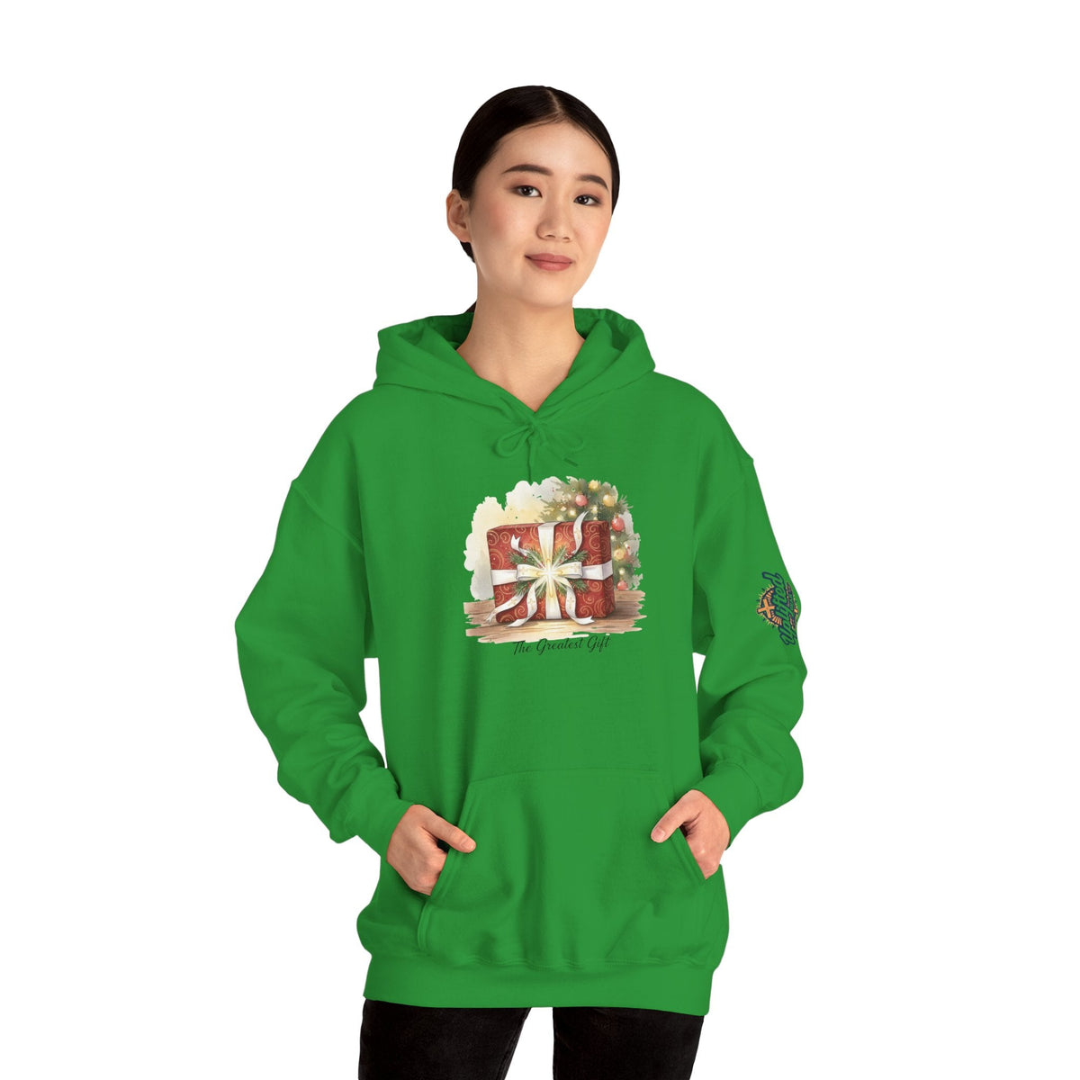 The Greatest Gift Hoodie – Cross Bow Present Christian Hoodie for Christmas Salvation & Eternal Faith Printify