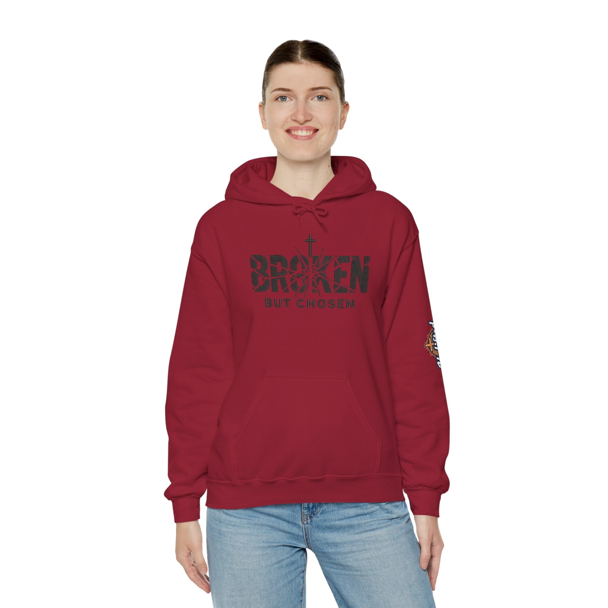 Broken But Chosen Hoodie — Christian Faith Graphic Sweatshirt Printify