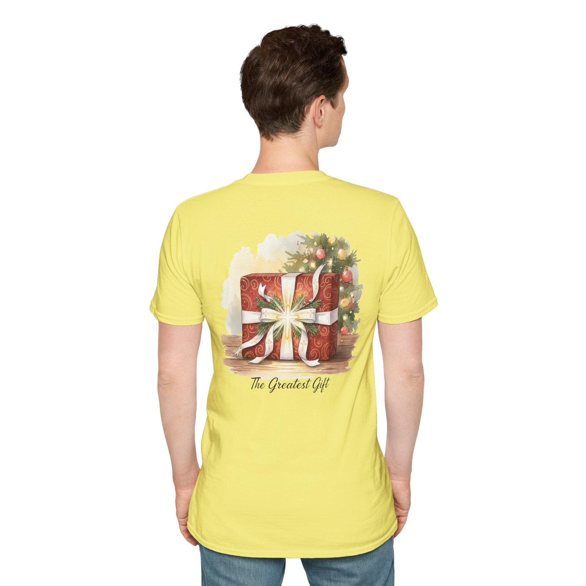 The Greatest Gift T-shirt – Cross Bow Present Christian T-shirt for Christmas Salvation & Eternal Faith Printify