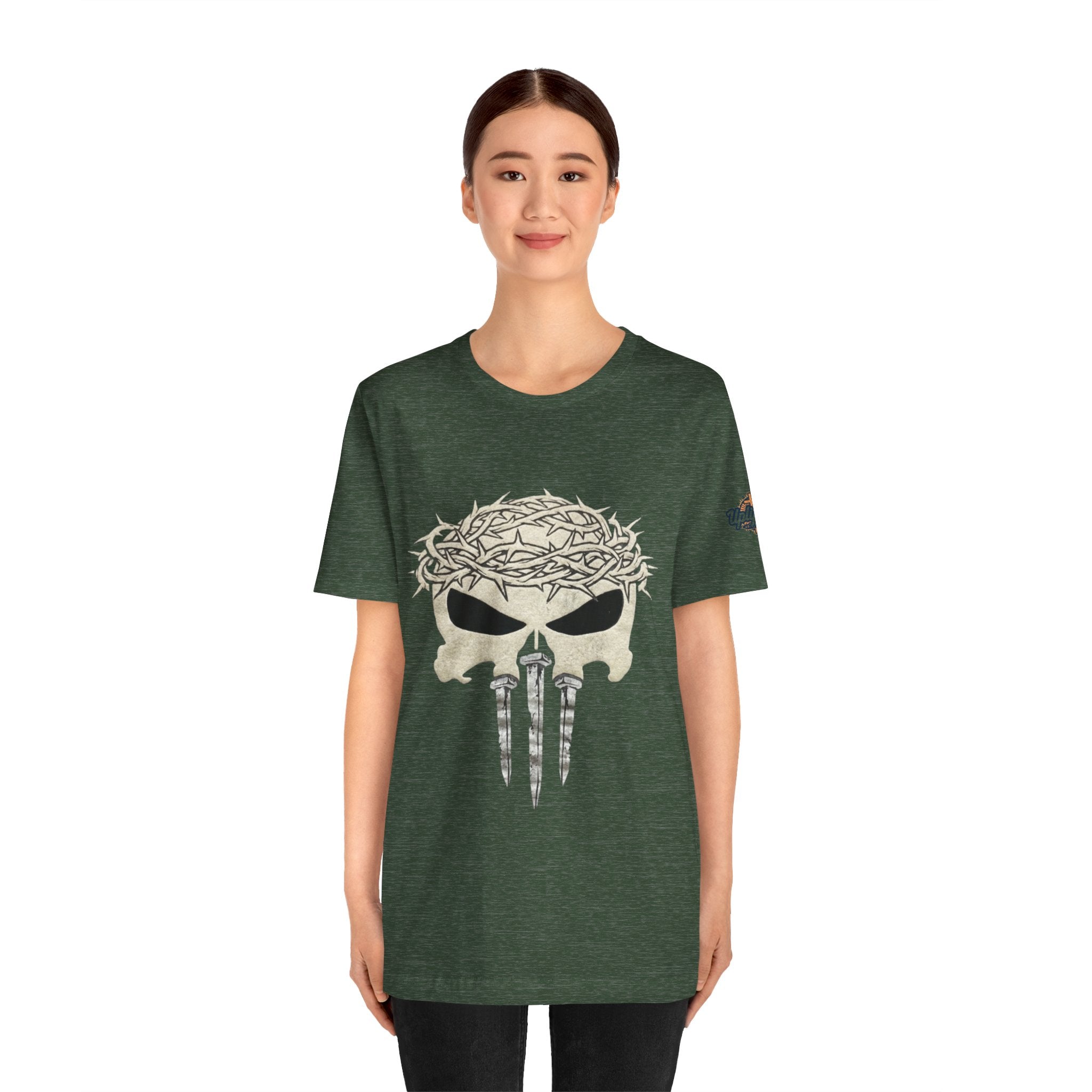 Christian Skull T-shirt - Crown of Thorns & Nails - Warrior Faith T-shirt Printify