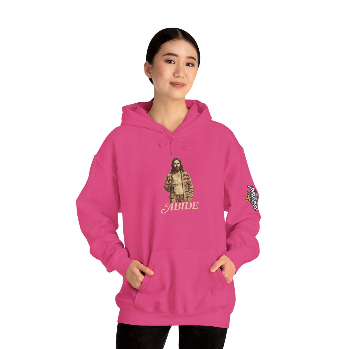 Abide Jesus Hoodie — Vintage 'The Dude' Religious Graphic Hoodie Printify
