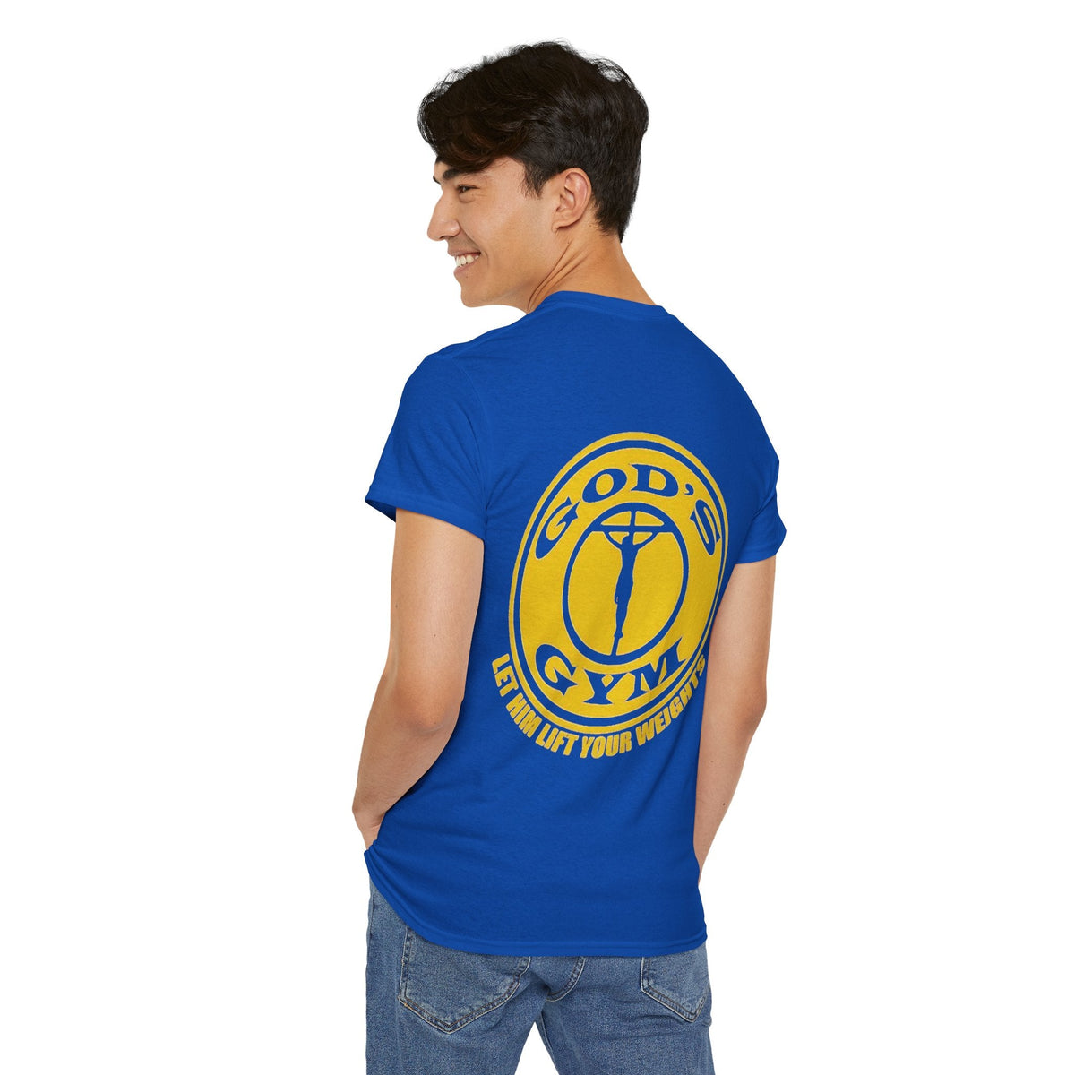 God's Gym T-Shirt — "Let Him Lift Your Weights" Christian Fitness Tee Printify