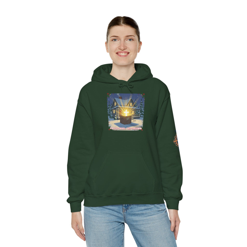 A Major Award This Christmas Hoodie – Fragile Leg Lamp Parody Cross Unboxing Christian Sweatshirt for Hilarious Faith & Holiday Glow Printify