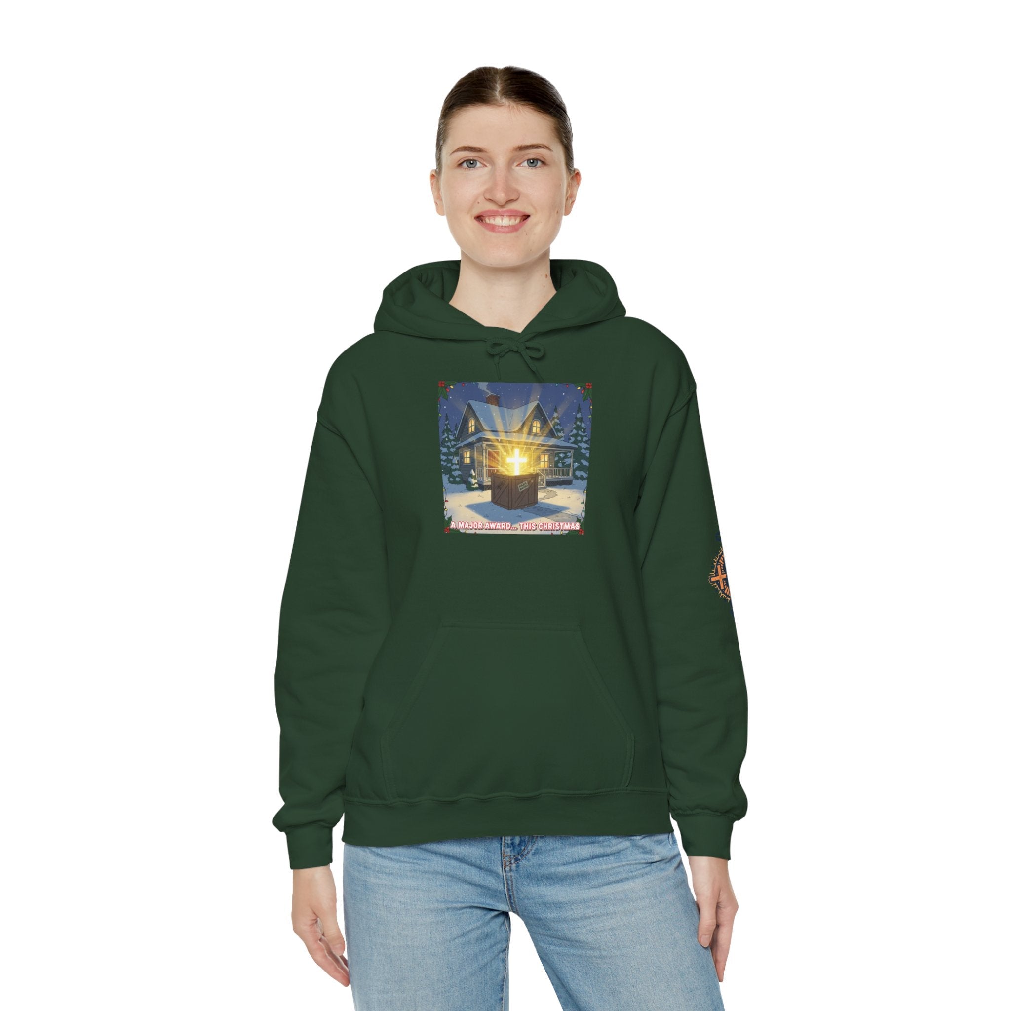 A Major Award This Christmas Hoodie – Fragile Leg Lamp Parody Cross Unboxing Christian Sweatshirt for Hilarious Faith & Holiday Glow Printify