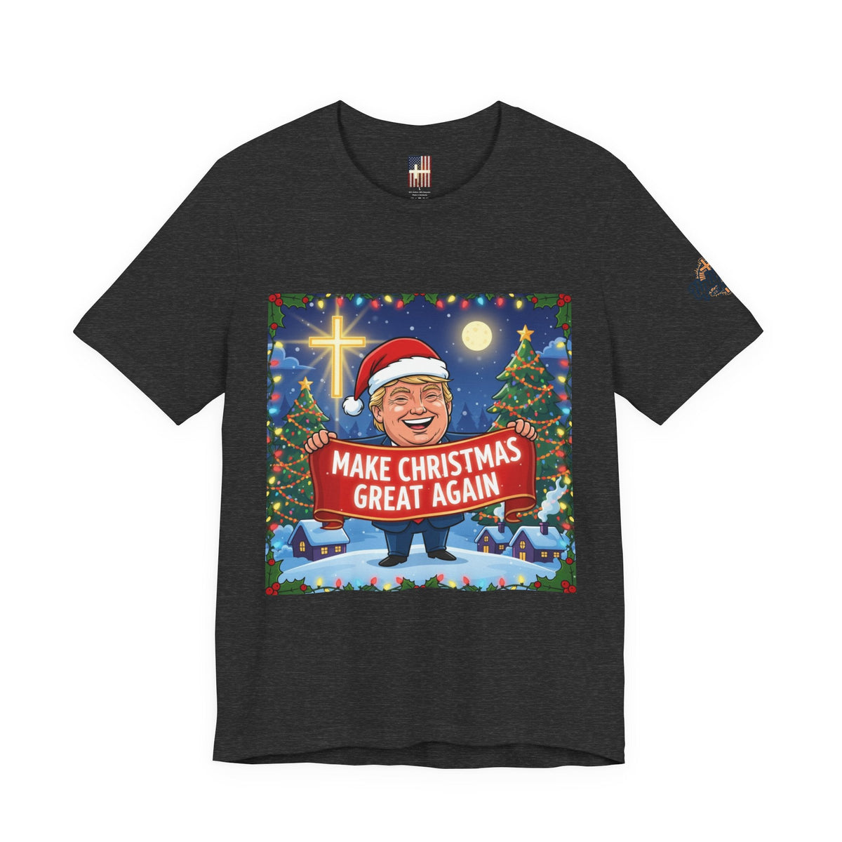 🎄 Make Christmas Great Again – Patriotic Christian Christmas T-Shirt | Bold Holiday Faith Tee | Red & White Banner Design | Uplifted Gear Printify