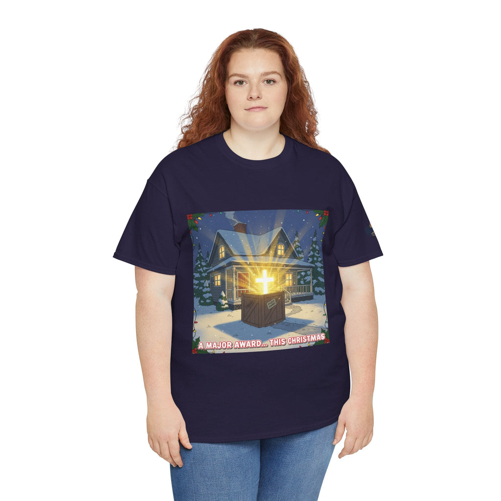 A Major Award This Christmas T-shirt – Fragile Leg Lamp Parody Cross Unboxing Christian T-shirt for Hilarious Faith & Holiday Glow Printify
