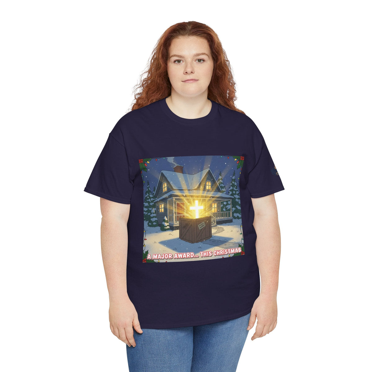 A Major Award This Christmas T-shirt – Fragile Leg Lamp Parody Cross Unboxing Christian T-shirt for Hilarious Faith & Holiday Glow Printify