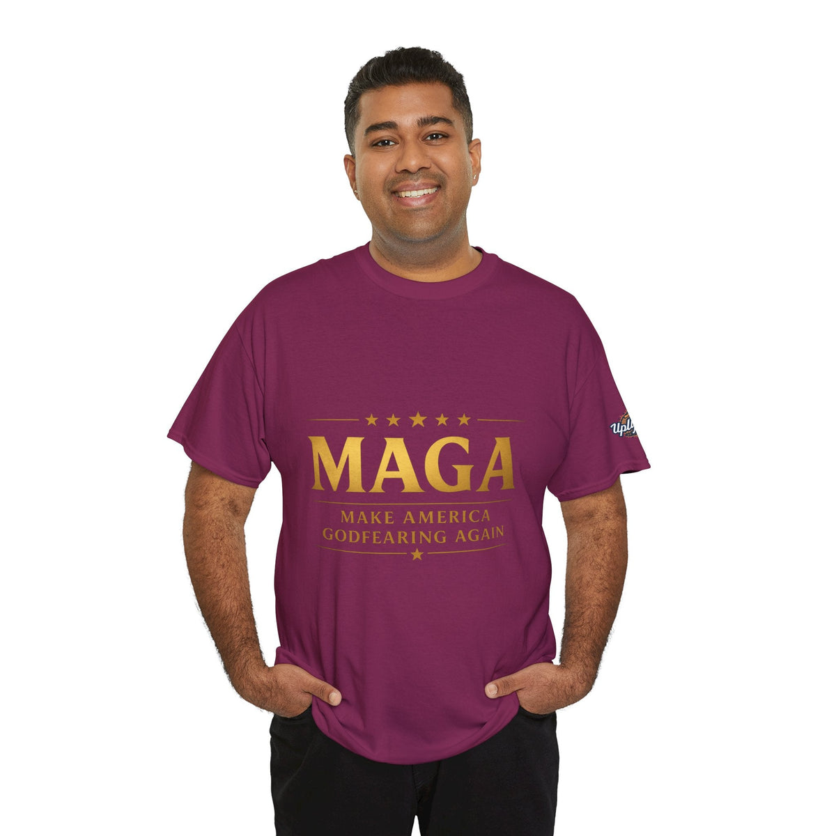 MAGA Gold Letter T-Shirt — "Make America Great Again" Printify