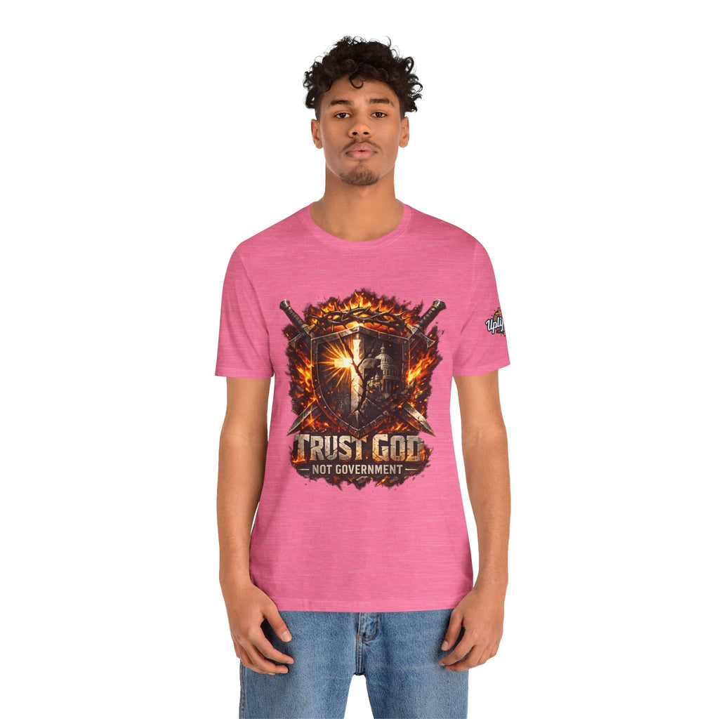 Trust God Not Government Shield Tee — Patriotic Christian Faith T-Shirt Printify