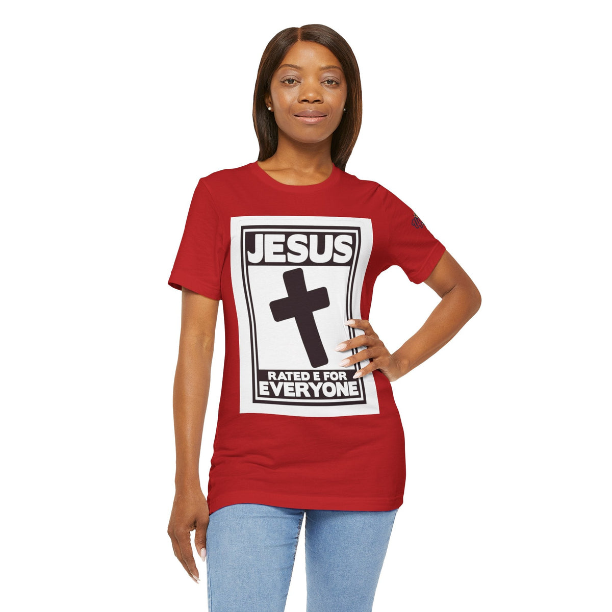 Jesus, Rated E for Everyone T-shirt - Gamer Faith T-shirt - Christian Video Game Parody Printify