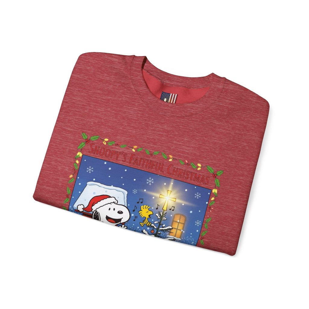 🎄 Faithful Christmas Friends – Christian Holiday Sweatshirt | Festive Tree & Cartoon Duo | Heartwarming Christmas Tee by Uplifted Gear Printify
