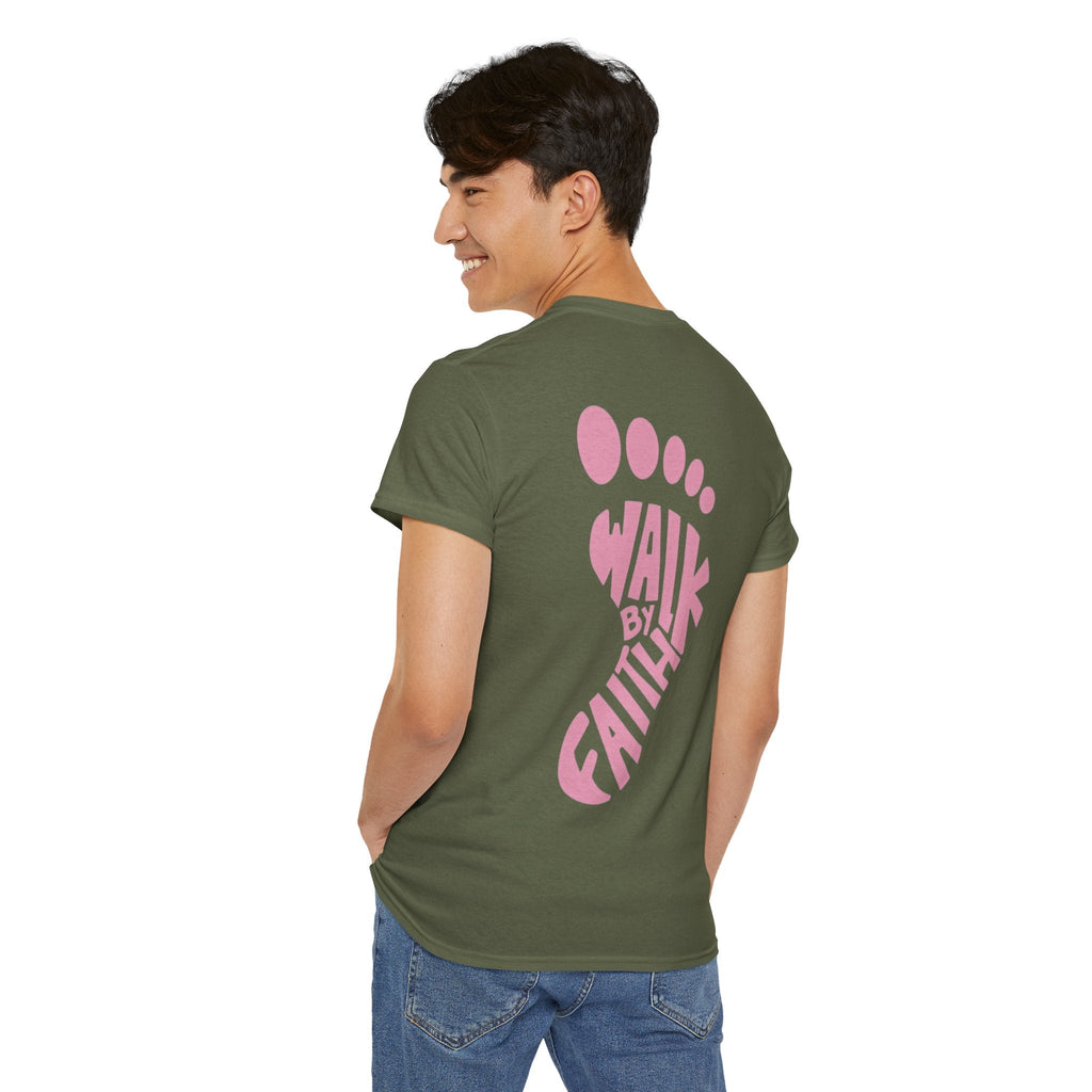 Walk By Faith Footprint T-Shirt Printify