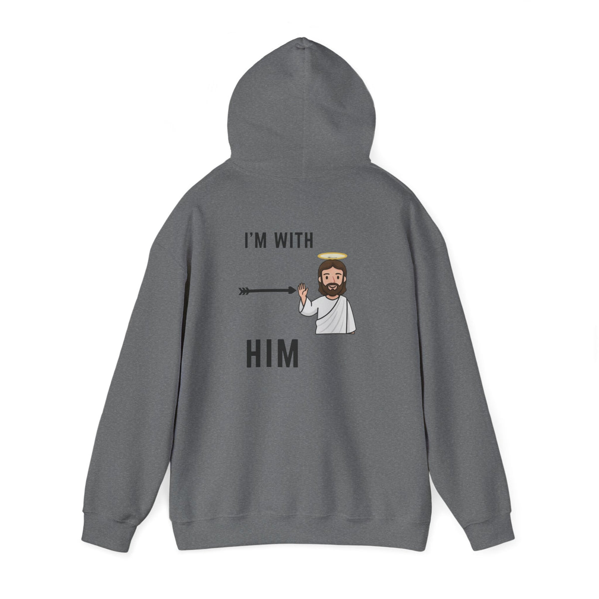 🔥 I’m With Him → Christian Hoodie | Arrow Pointing to Jesus | Minimalist Faith Tee | Subtle Cross Design | Bible-Inspired Apparel by Uplifted Gear Printify