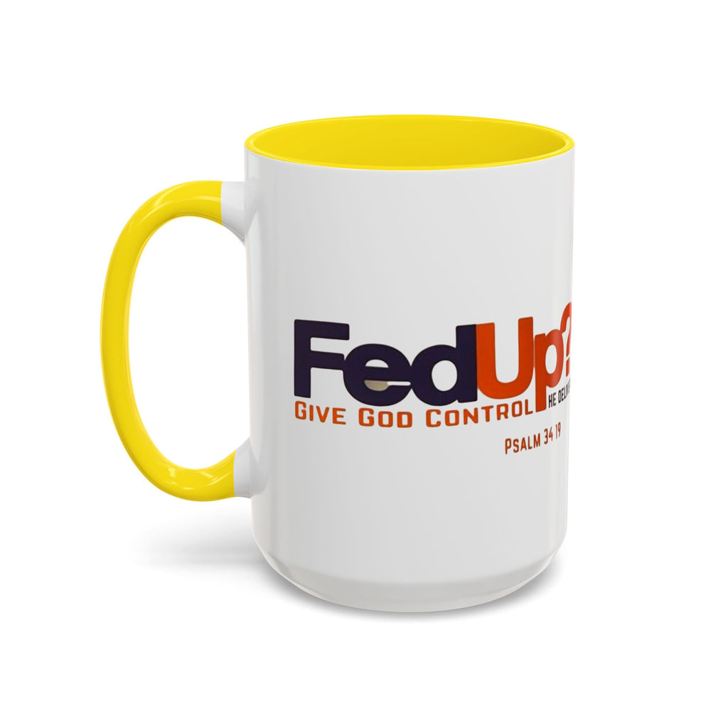Funny Christian Coffee Mug — “Give God Control, HE Delivers” Accent Mug (11/15oz) Printify