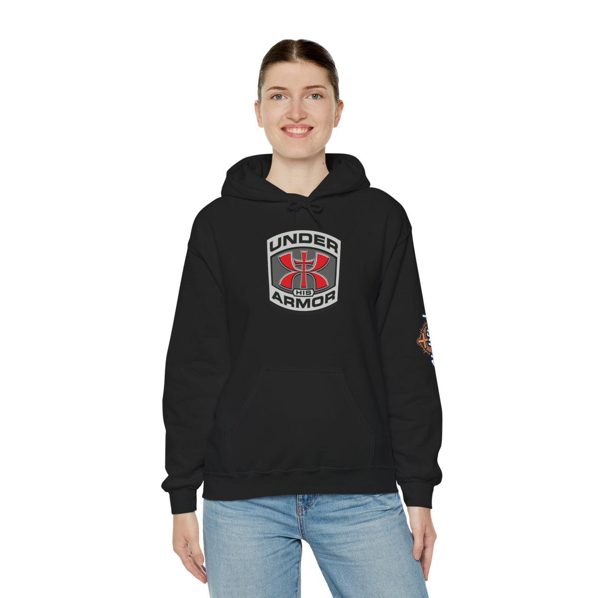 Under Armor Logo Hoodie — Black Athletic Pullover Printify