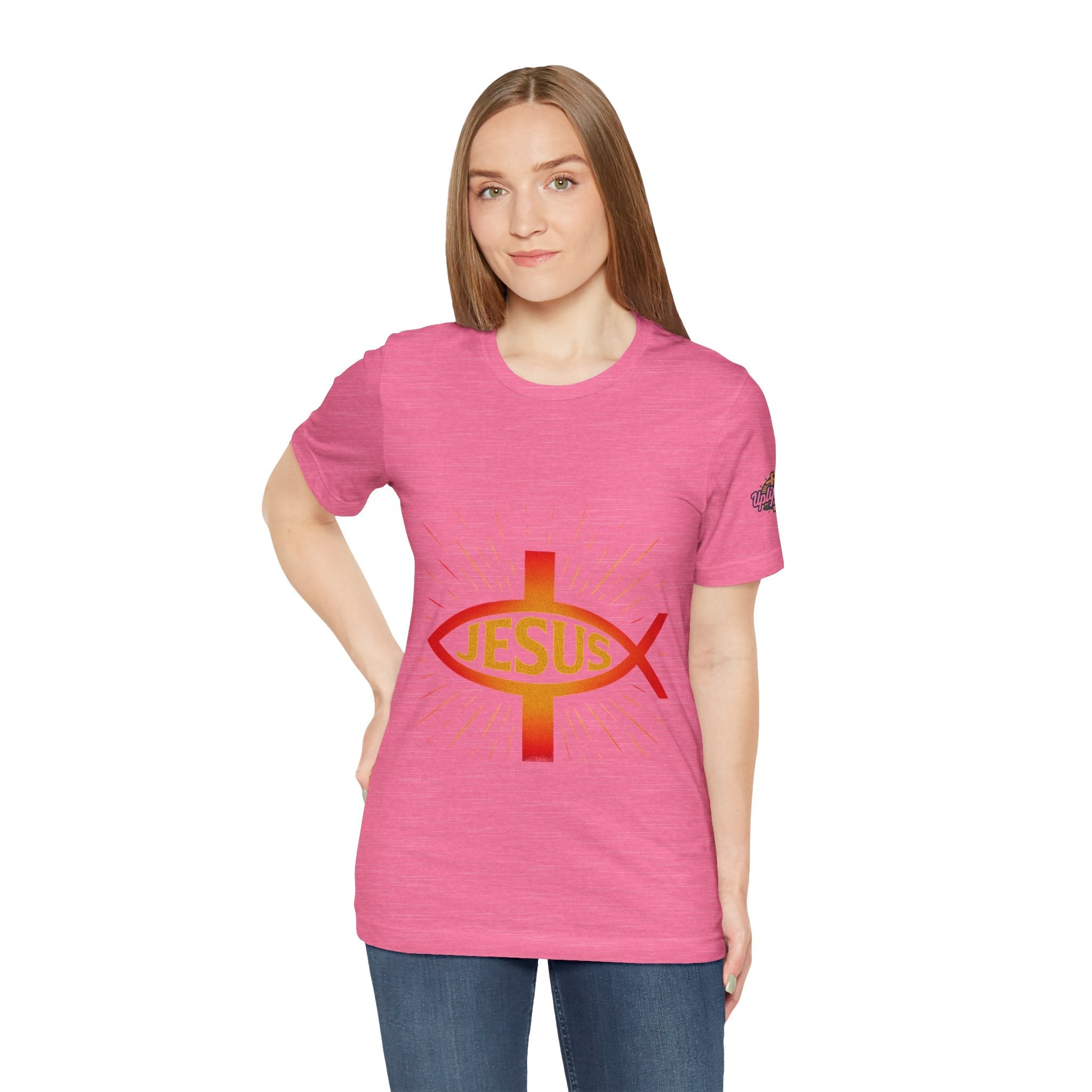 Jesus Ichthys T-shirt – Christian Fish Symbol with Cross & Jesus Inscription T-shirt for Eternal Faith & Streetwear Printify