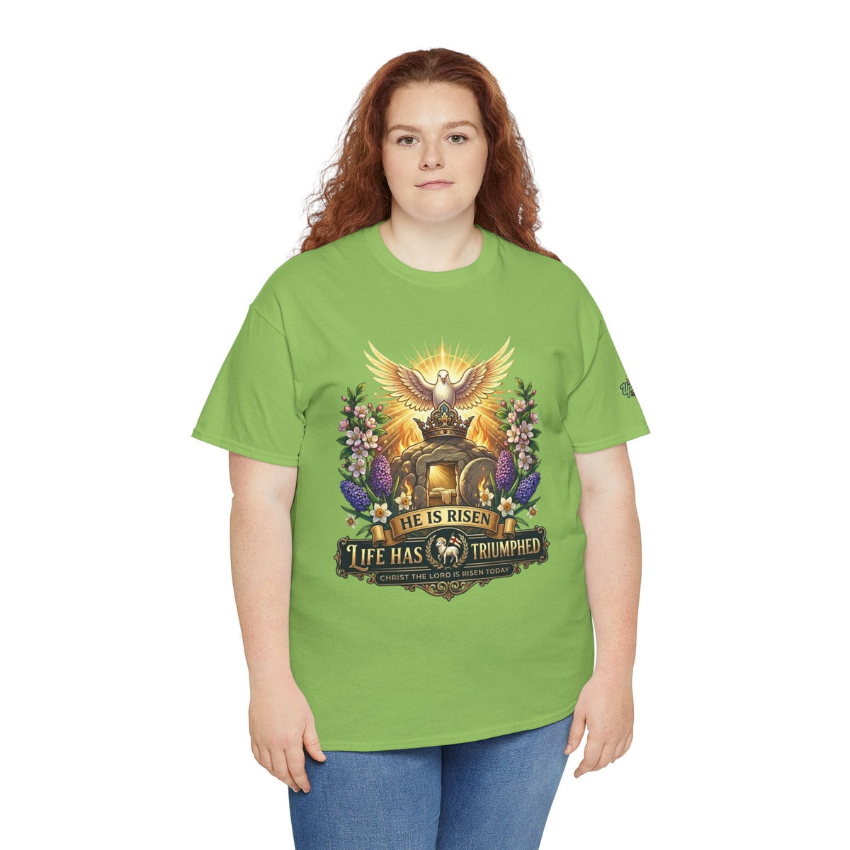 He Is Risen "Life Has Triumphed" T-Shirt — Easter Resurrection Christian Tee Printify