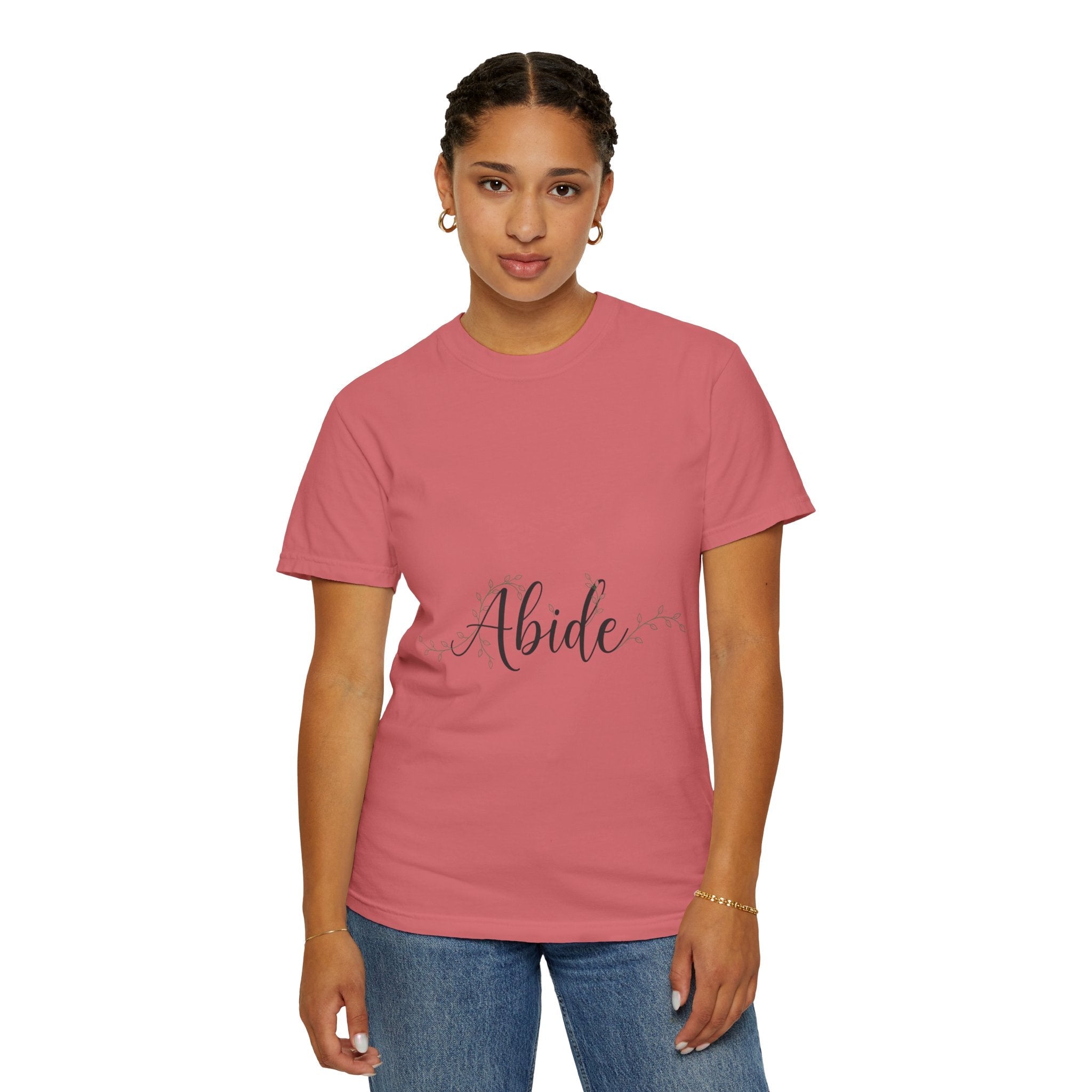 Abide in the Lord T-Shirt – Vine Design Christian Tee for Faithful Hearts Printify