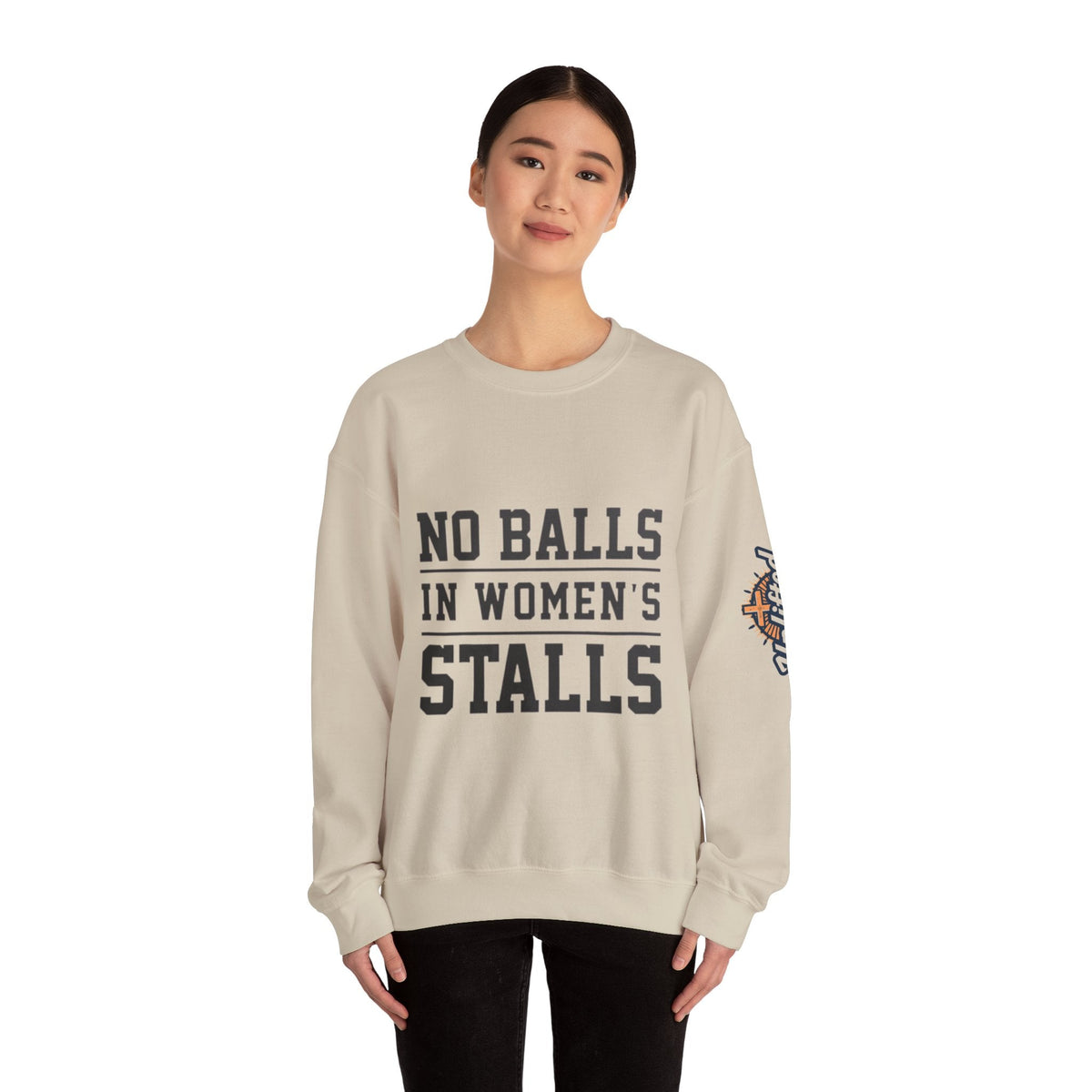 No Balls in Women's Stalls Crewneck Sweatshirt — Bold Statement Pullover Printify