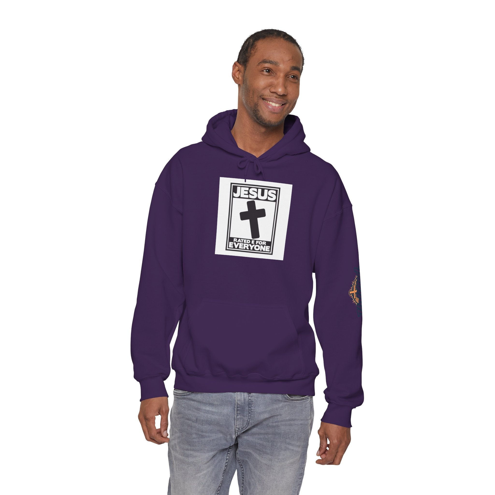 Jesus, Rated E for Everyone Hoodie - Gamer Faith Hoodie - Christian Video Game Parody Printify