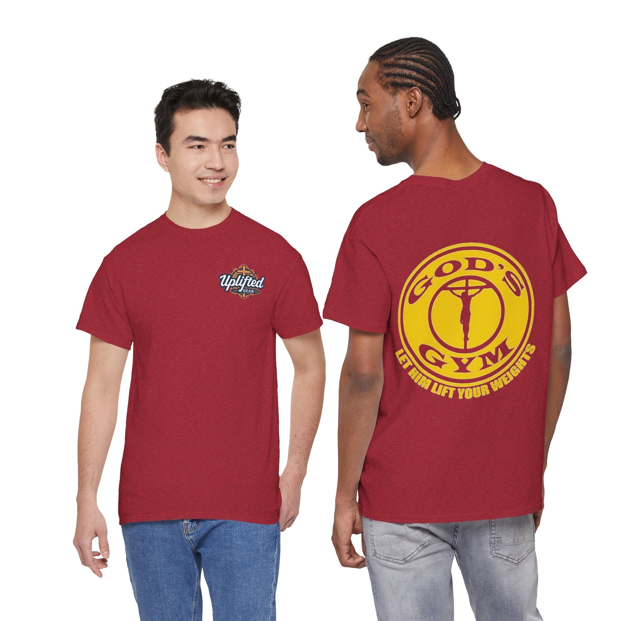 God's Gym T-Shirt — "Let Him Lift Your Weights" Christian Fitness Tee Printify