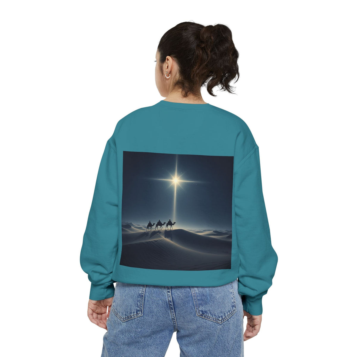 3 Wise Men Sweatshirt – Magi Camels Nativity Journey Christian Christmas Sweatshirt for Epiphany Faith & Holy Night Printify
