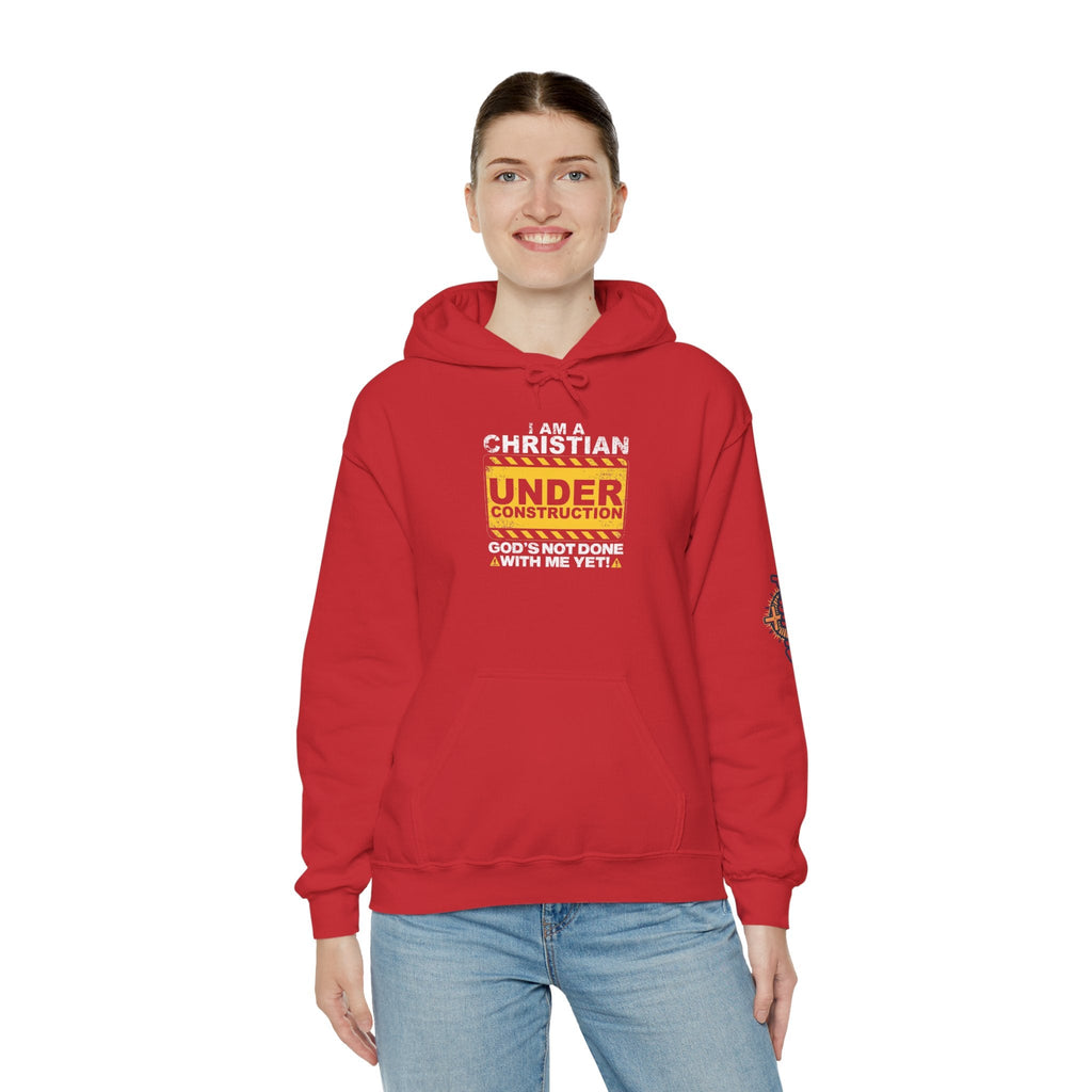 Christian Under Construction Hoodie | God Is Not Done With Me Yet Hoodie Printify