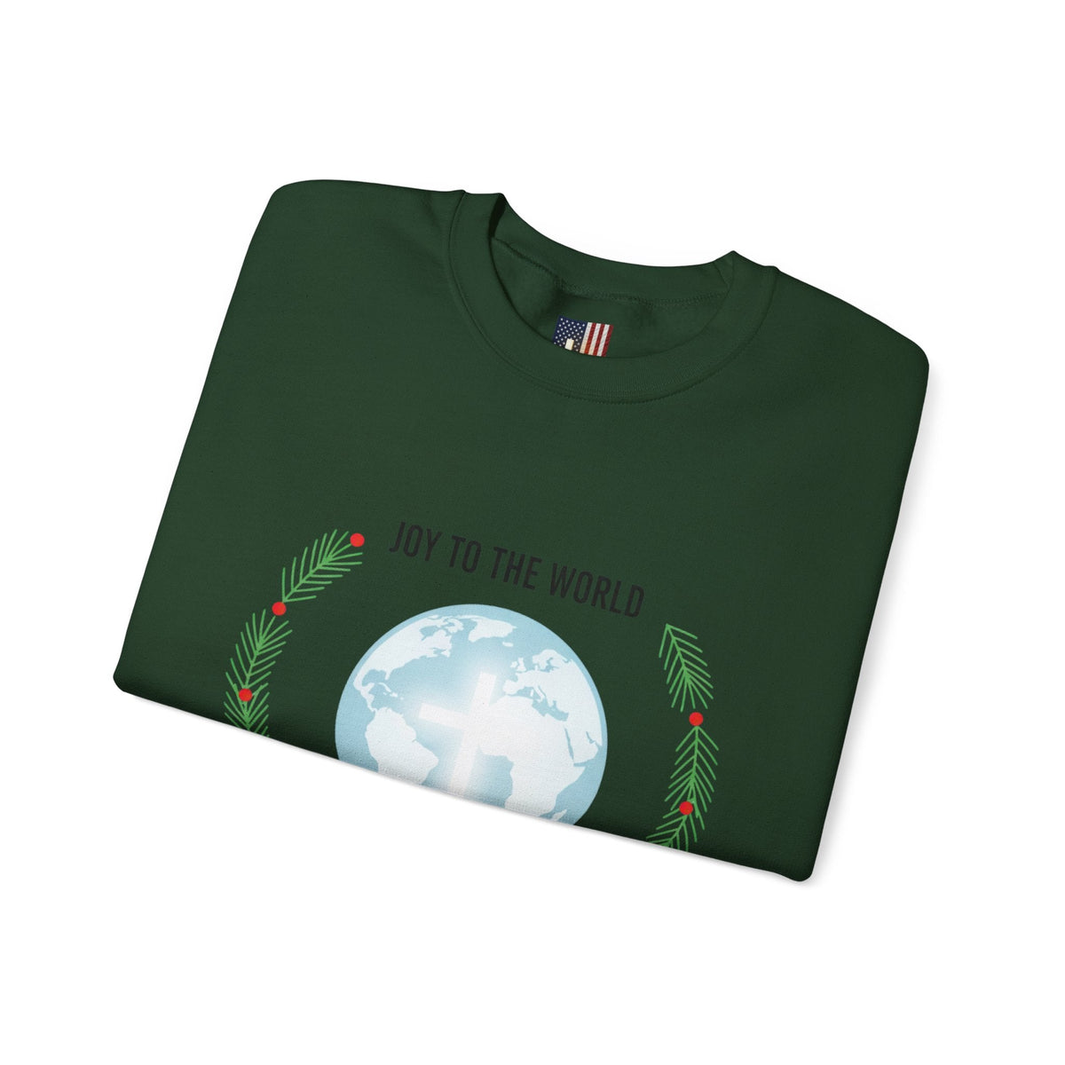 Joy to the World Sweatshirt – Wreath Earth Nativity Christian Christmas Sweatshirt for Isaiah 9:6 Holiday Faith & Festive Joy Printify