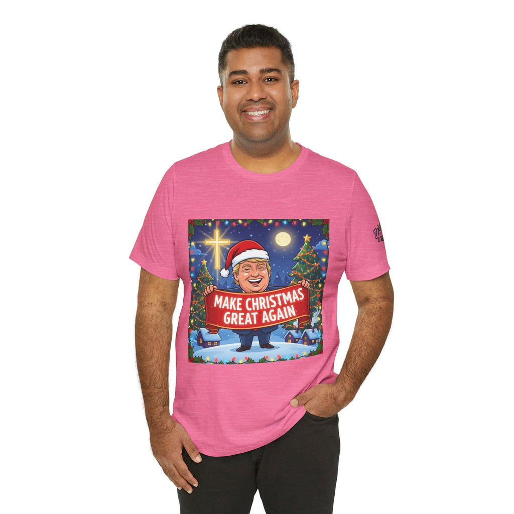 🎄 Make Christmas Great Again – Patriotic Christian Christmas T-Shirt | Bold Holiday Faith Tee | Red & White Banner Design | Uplifted Gear Printify