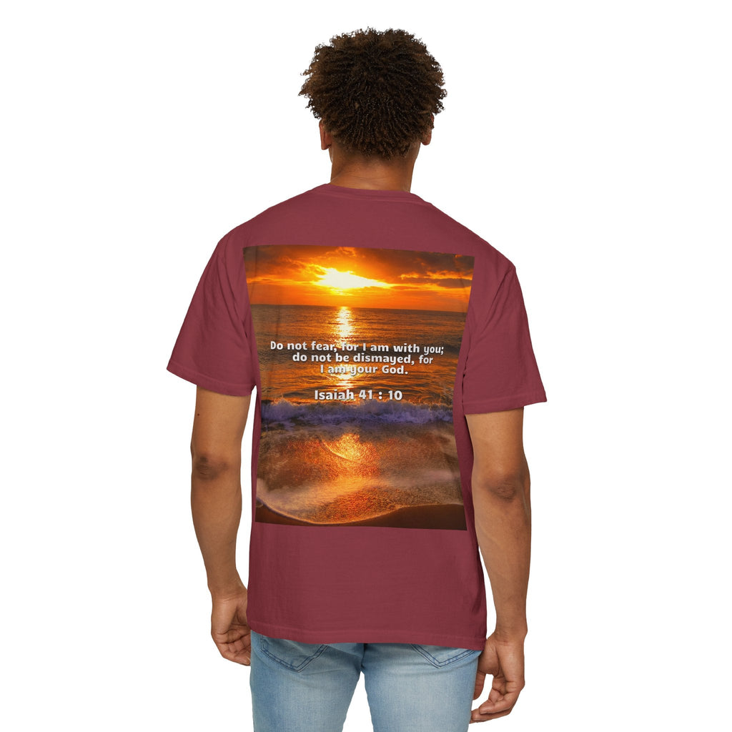 Bible Verse Unisex Garment-Dyed T-shirt - Isaiah 41 : 10 Printify