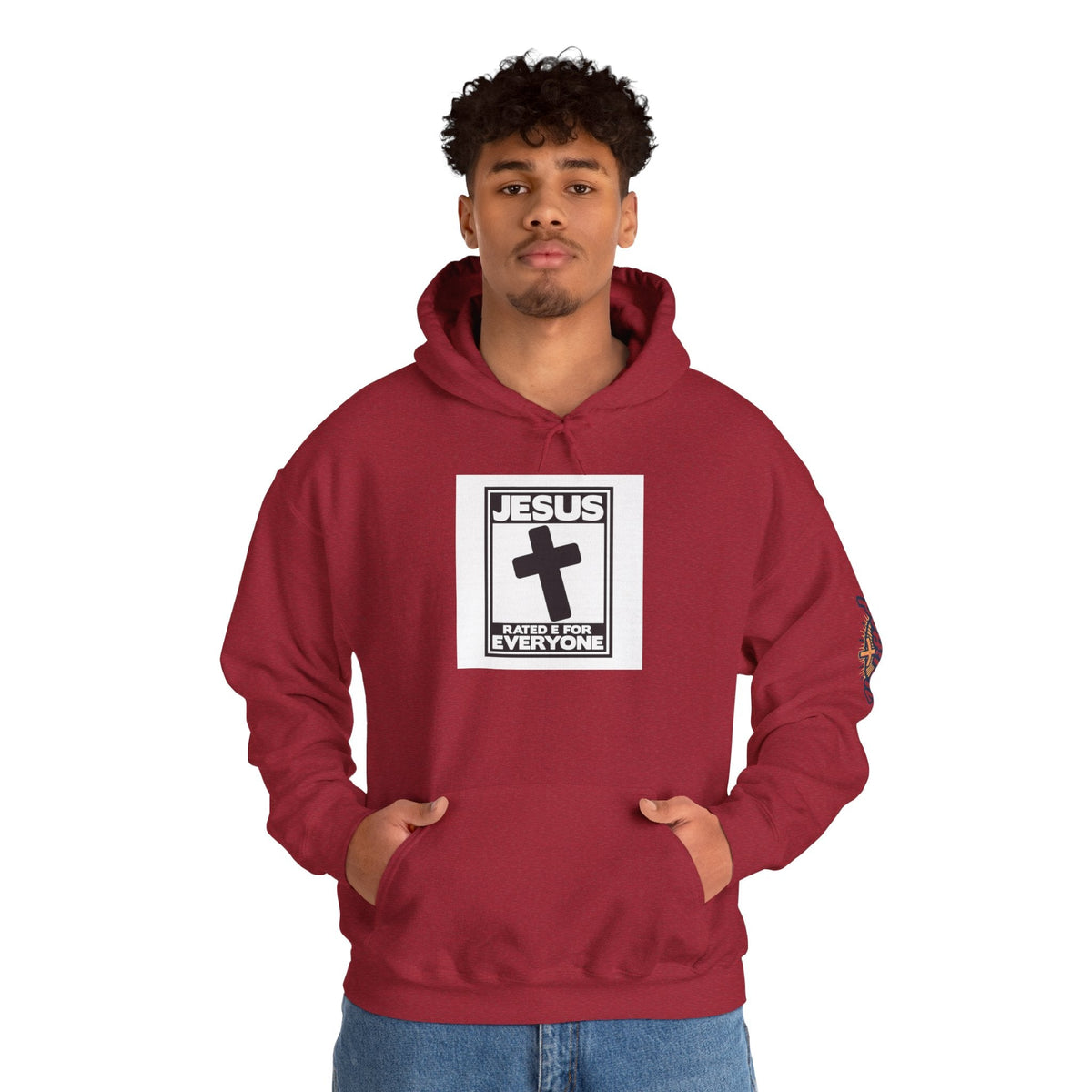 Jesus, Rated E for Everyone Hoodie - Gamer Faith Hoodie - Christian Video Game Parody Printify