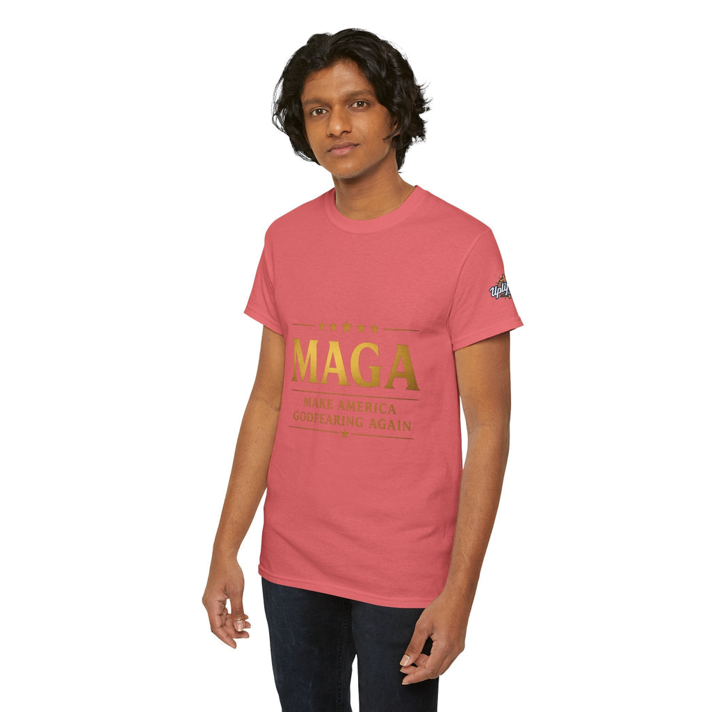 MAGA Gold Letter T-Shirt — "Make America Great Again" Printify