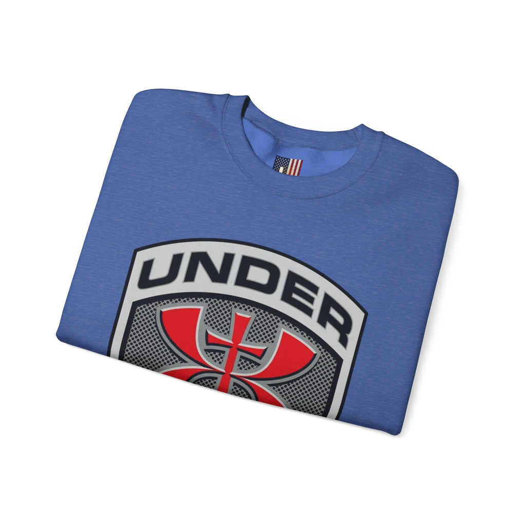Under His Armor Crewneck Sweatshirt — Christian Faith Graphic Pullover Printify
