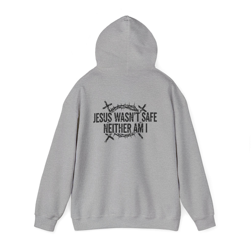 ⚡ Jesus Wasn’t Safe – Neither Am I | Bold Christian Hoodie | Storm-Walking Faith Tee | Minimalist Black & White Design | Uplifted Gear Printify