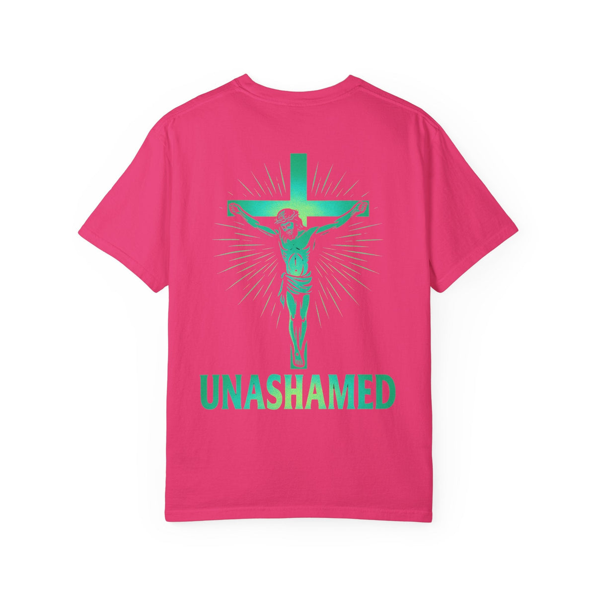 Unashamed T-shirt – Romans 1:16 Crucifixion Christian t-shirt for Bold Unwavering Faith Printify
