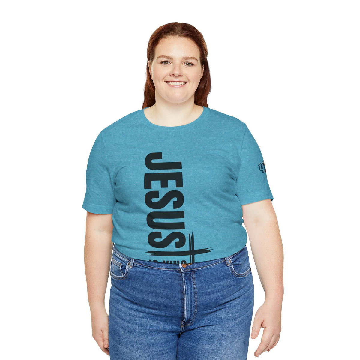 Jesus Is King T-shirt | Modern Typographic Cross Christian T-shirt Printify