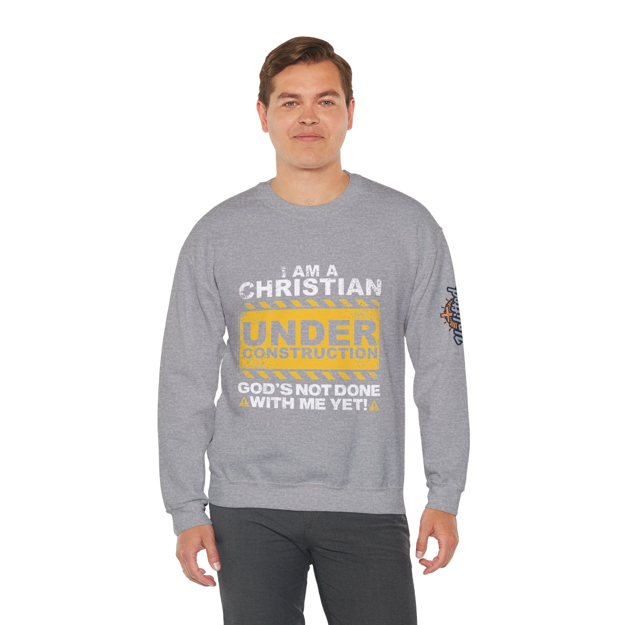 Christian Under Construction Sweatshirt | God Is Not Done With Me Yet Sweatshirt Printify