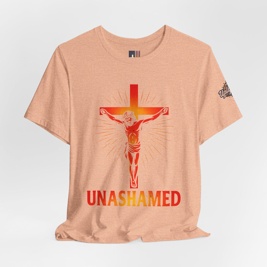 Unashamed T-shirt – Romans 1:16 Crucifixion Christian t-shirt for Bold Unwavering Faith Printify