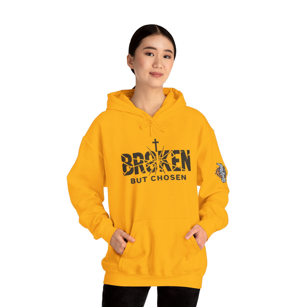 Broken But Chosen Hoodie — Christian Faith Graphic Sweatshirt Printify