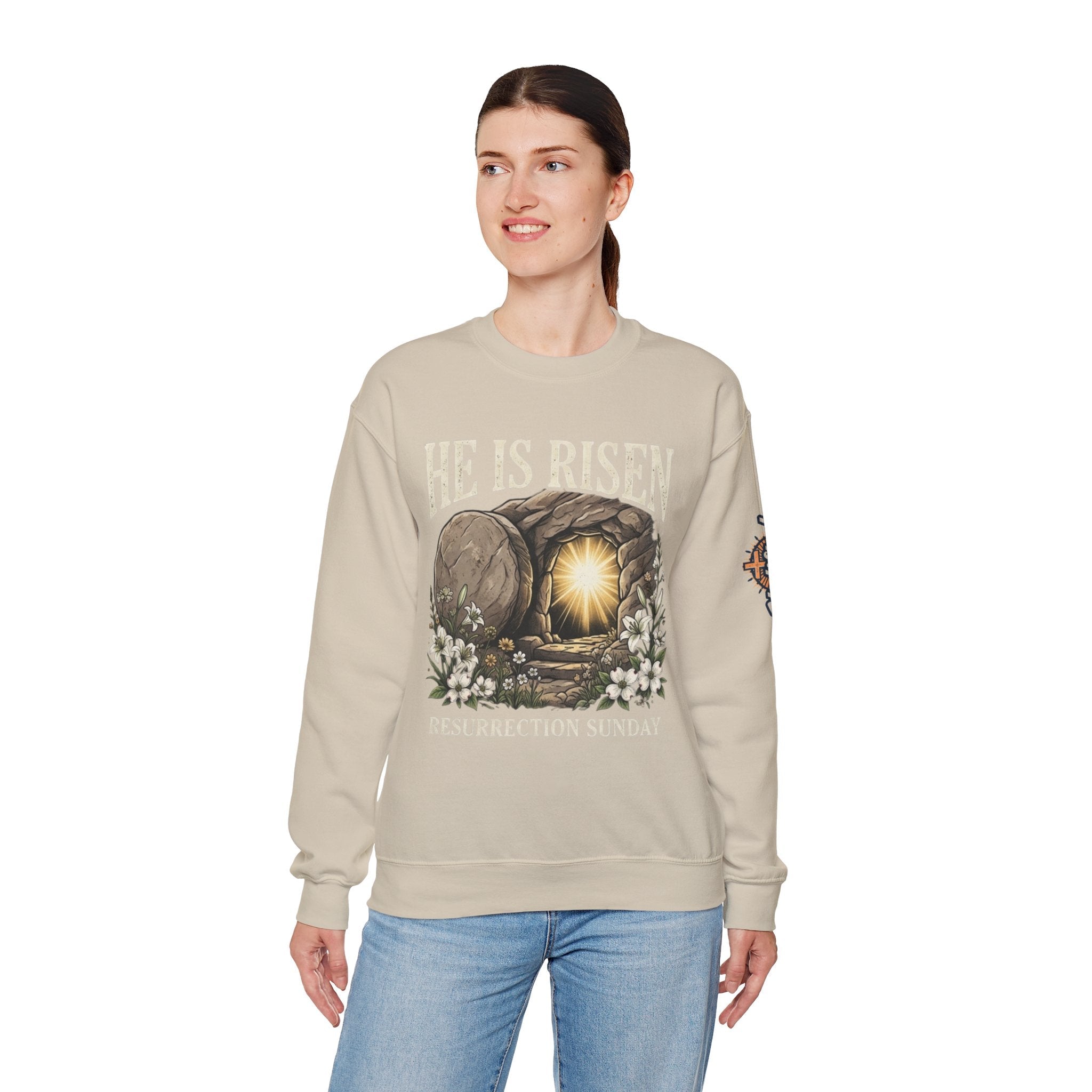 He Is Risen Sweatshirt — Jesus Christ Resurrection Easter Sweatshirt Printify