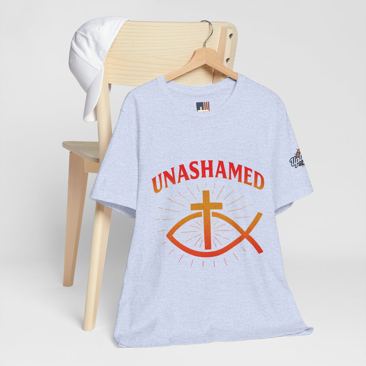 Unashamed T-shirt – Ichthys Jesus Fish & Cross Christian T-shirt for Romans 1:16 Bold Faith Printify