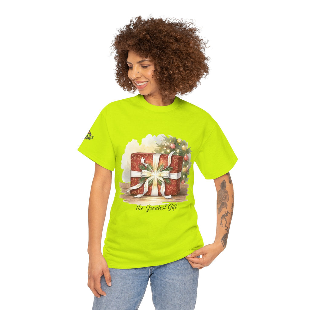 The Greatest Gift T-shirt – Cross Bow Present Christian T-shirt for Christmas Salvation & Eternal Faith Printify