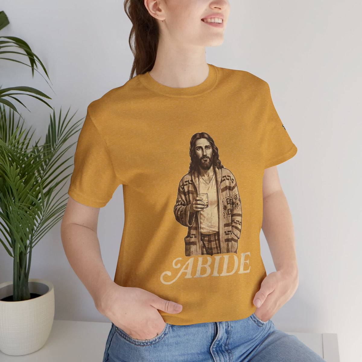Abide Vintage Jesus Tee — "The Dude" Graphic Christian T-Shirt Printify