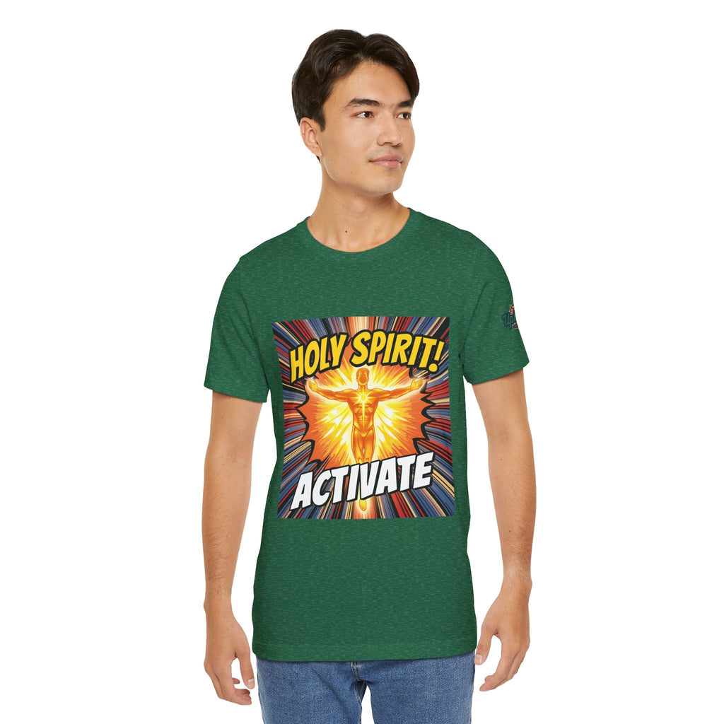 Holy Spirit Activate T-shirt – Superhero Christian T-shirt with Vibrant Power-Up Design for Faith-Fueled Boldness Printify