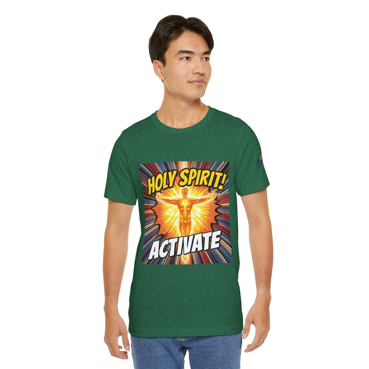 Holy Spirit Activate T-shirt – Superhero Christian T-shirt with Vibrant Power-Up Design for Faith-Fueled Boldness Printify