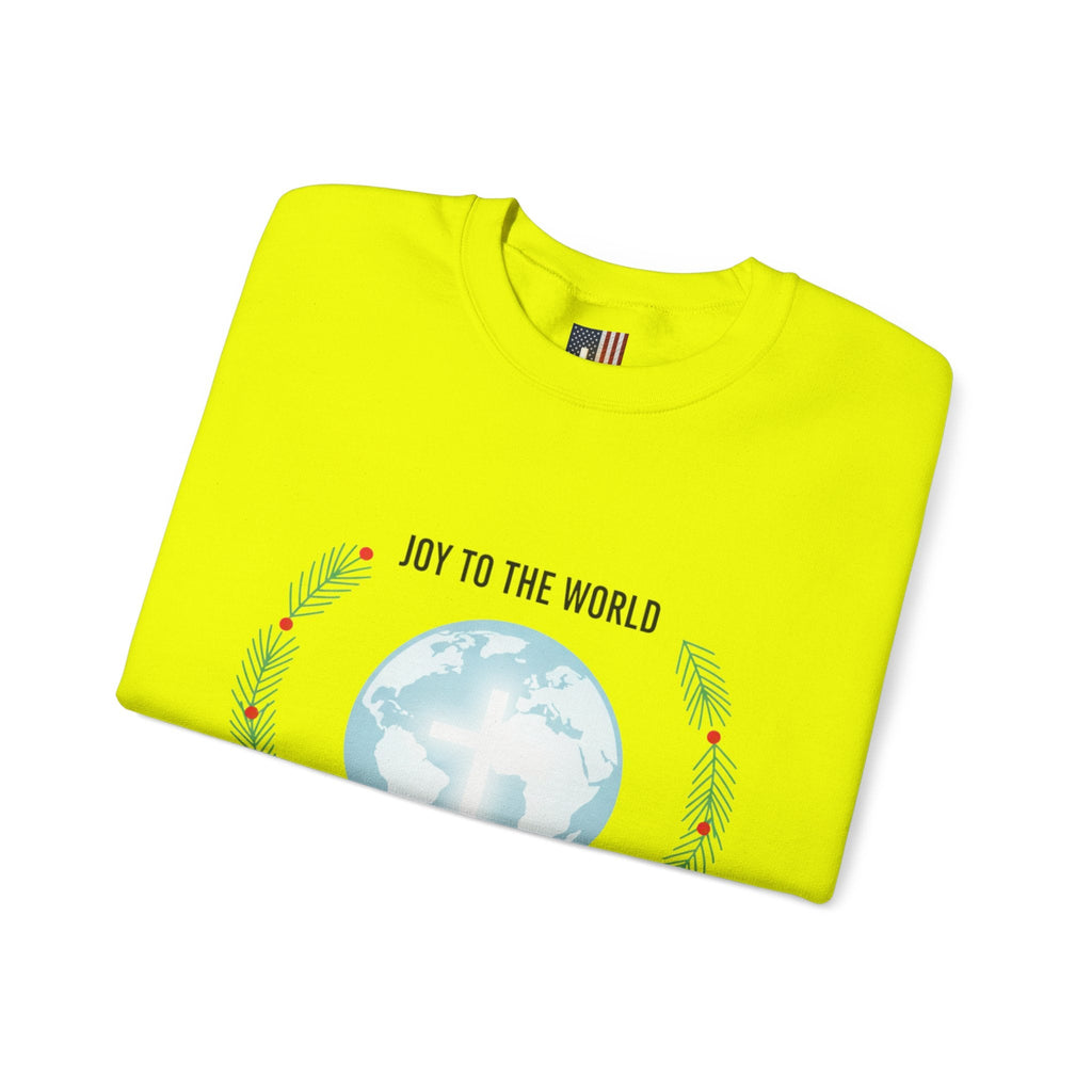 Joy to the World Sweatshirt – Wreath Earth Nativity Christian Christmas Sweatshirt for Isaiah 9:6 Holiday Faith & Festive Joy Printify
