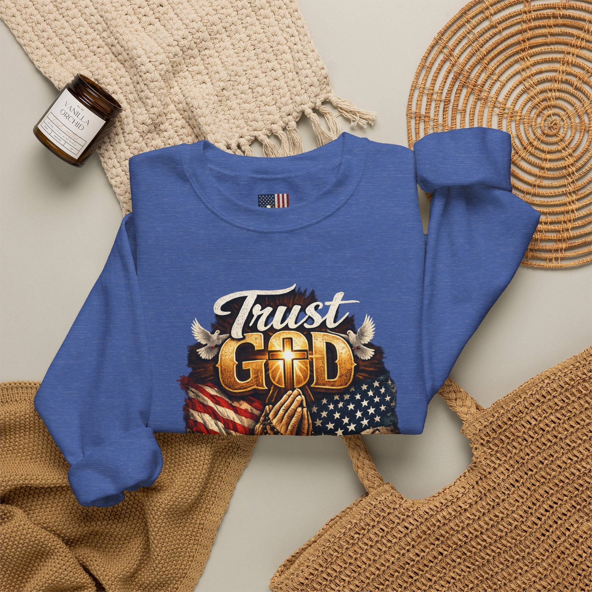 Trust God Not Government Sweatshirt — Vintage Patriotic Christian Sweatshirt Printify